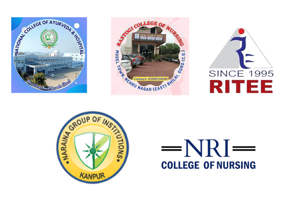National College of Ayurveda & Hospital, Rastogi College of Nursing, RITEE, Naraina Group of Institutions Kanpur, and NRI College of Nursing